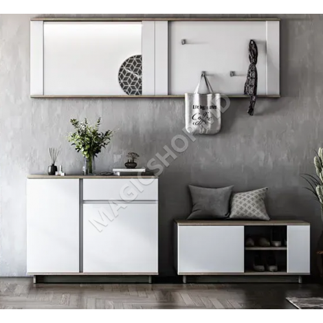 Comoda Concept 2D1S 100x82x40 cm stejar craft gri/nimfea alb